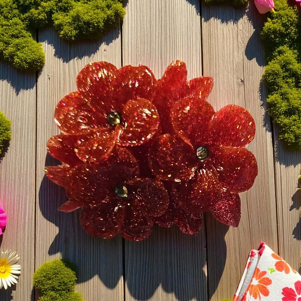 Red Floral Hair Clip